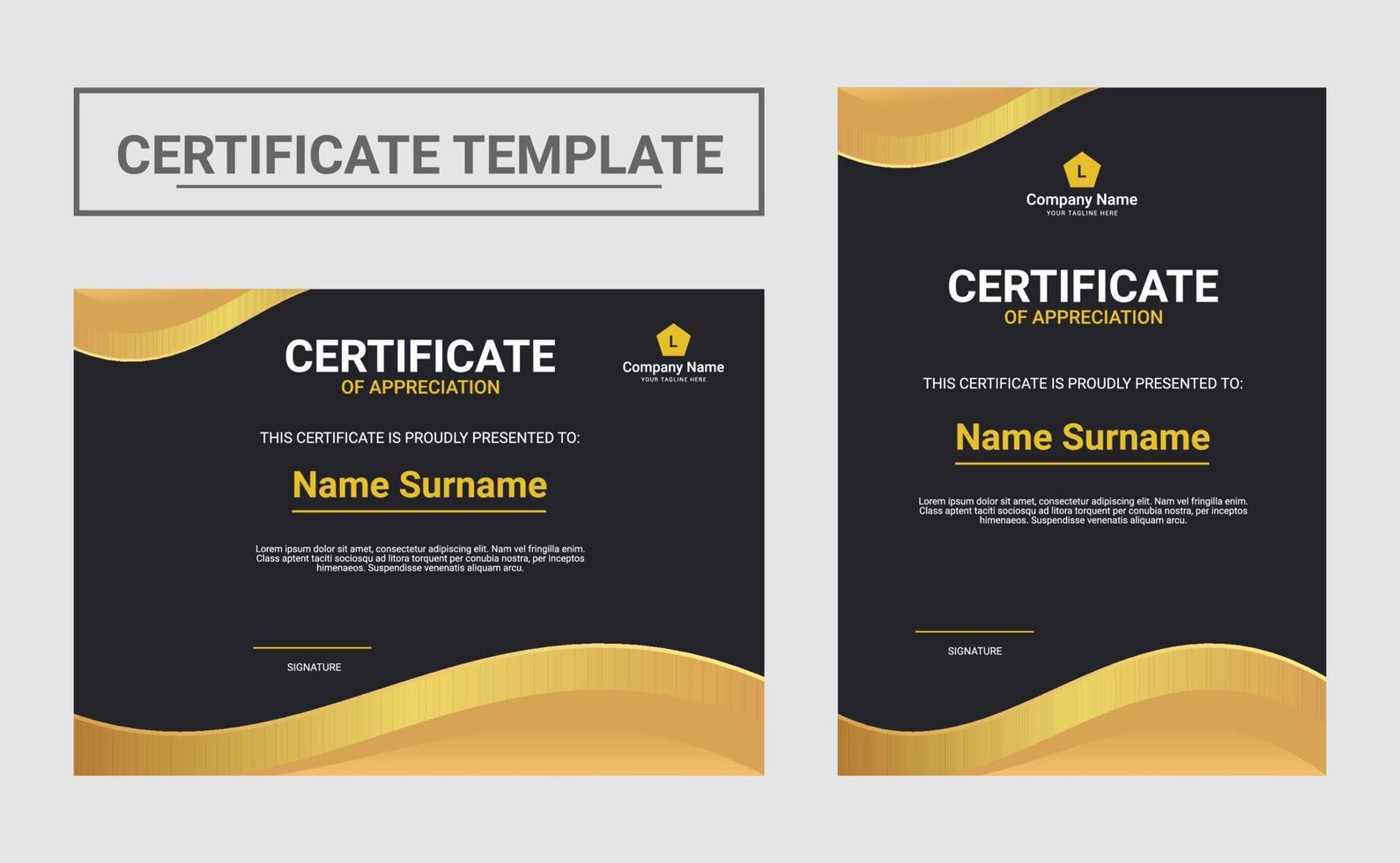 Gradient golden luxury certificate vector