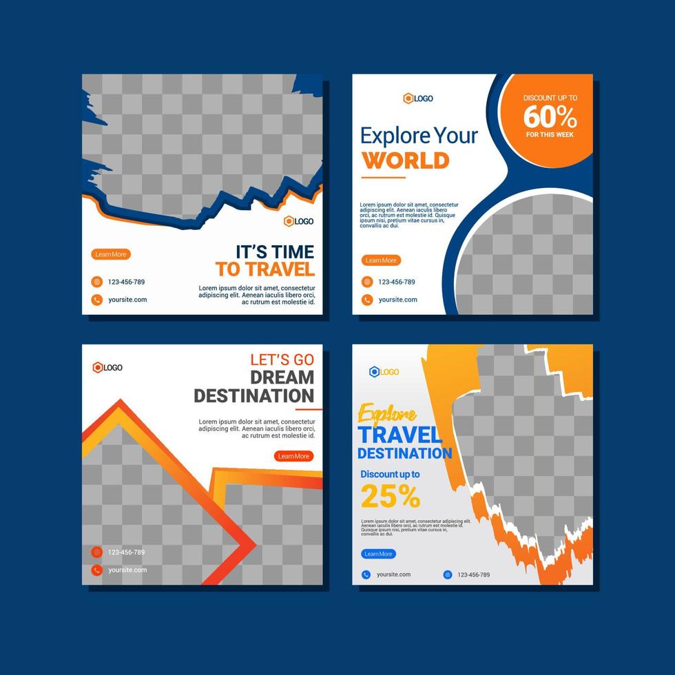Travelling social media post templates design vector