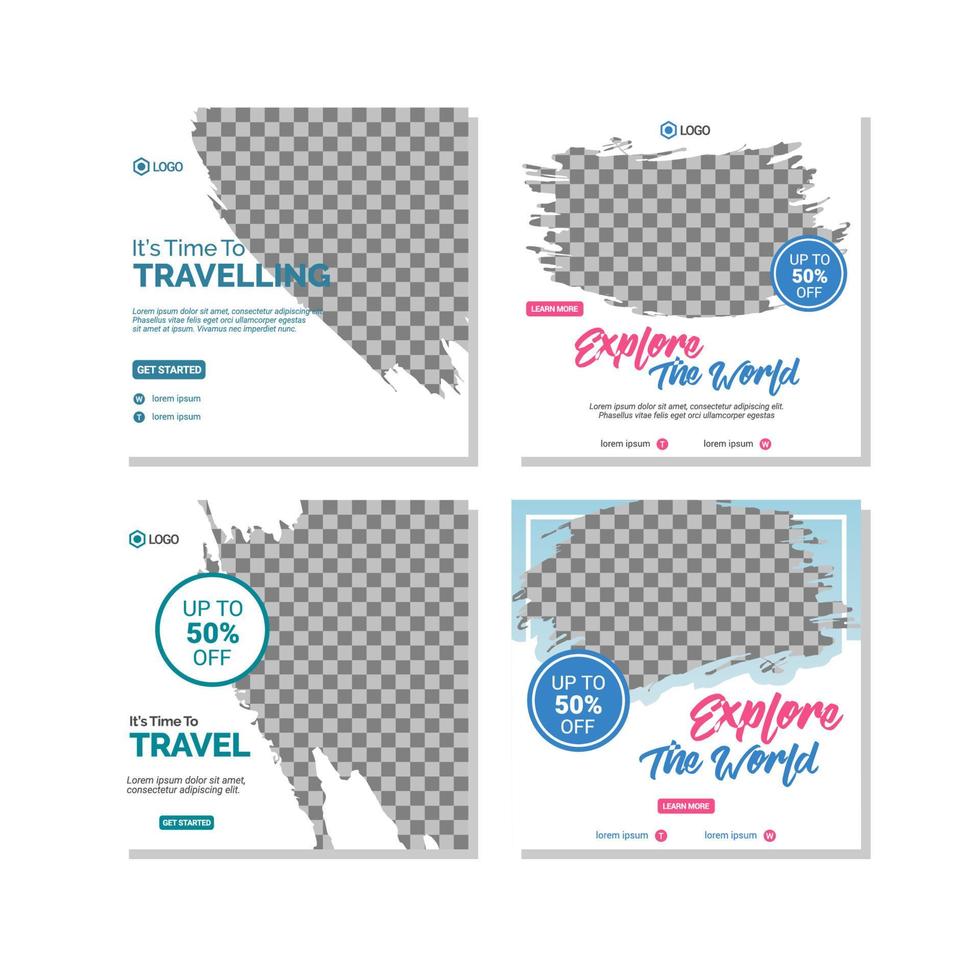 Travelling social media post templates design vector