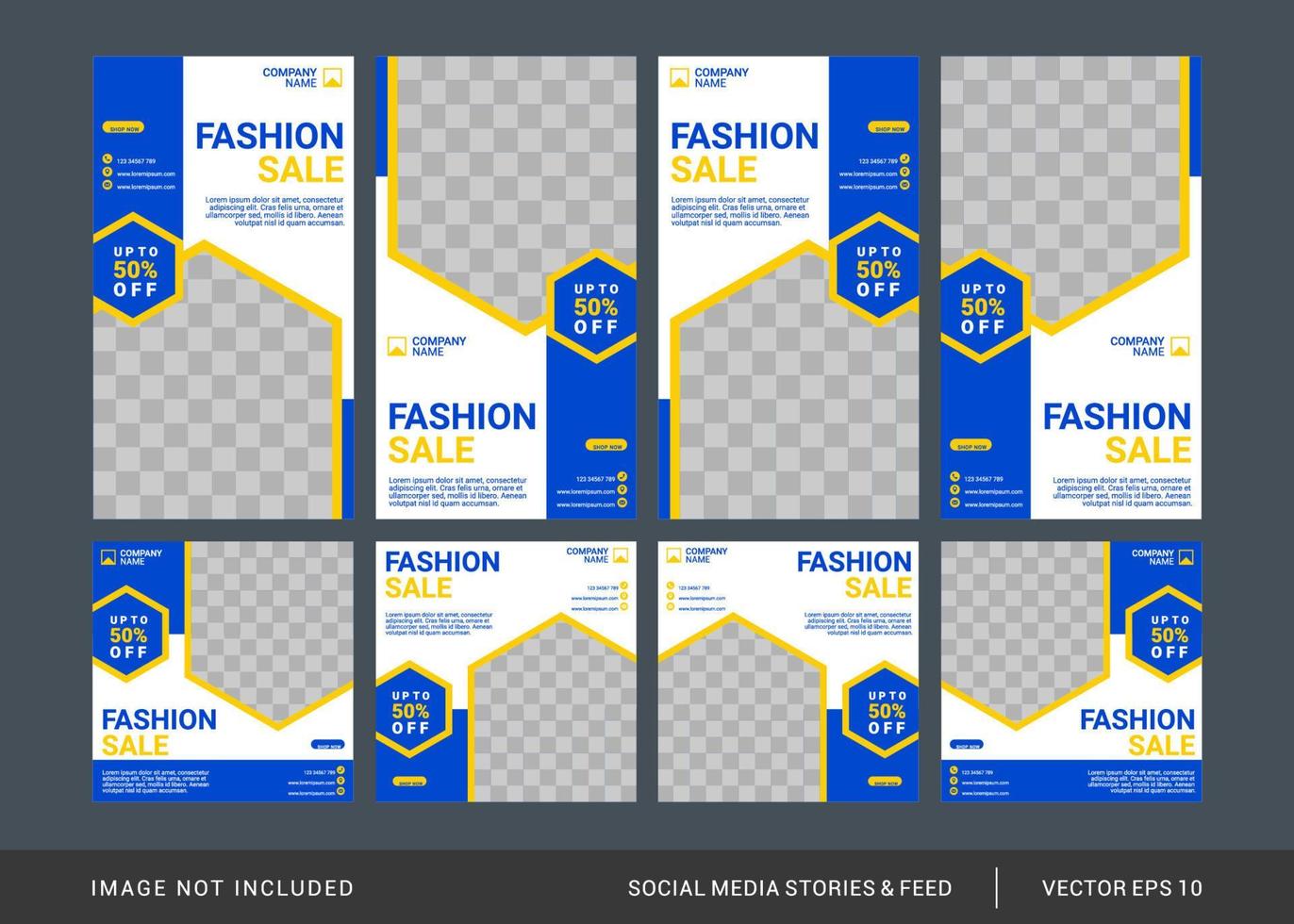 fashion social media post and stories template vector