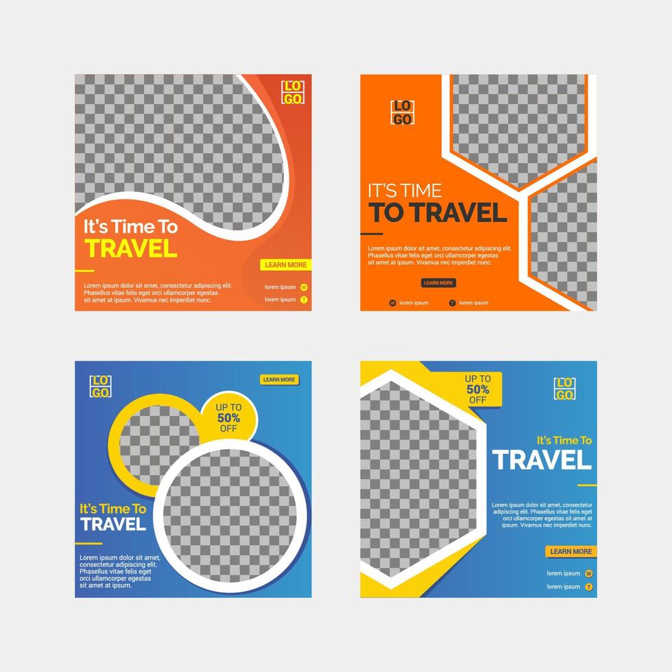 Travelling social media post templates design vector