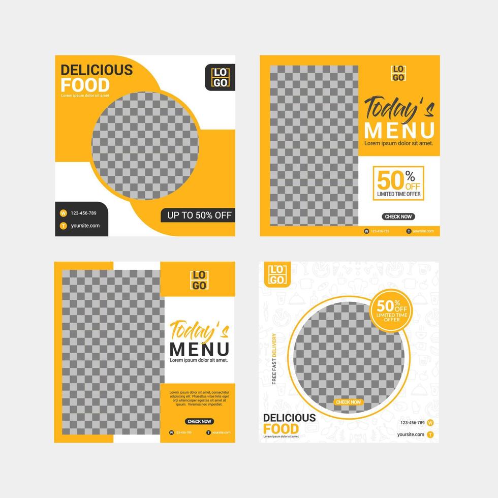 Food social media post templates design vector