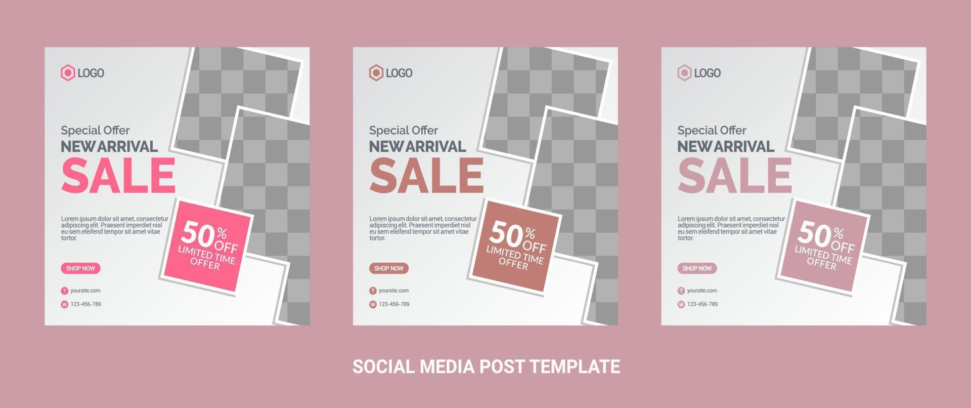 Fashion social media posts template with photo vector