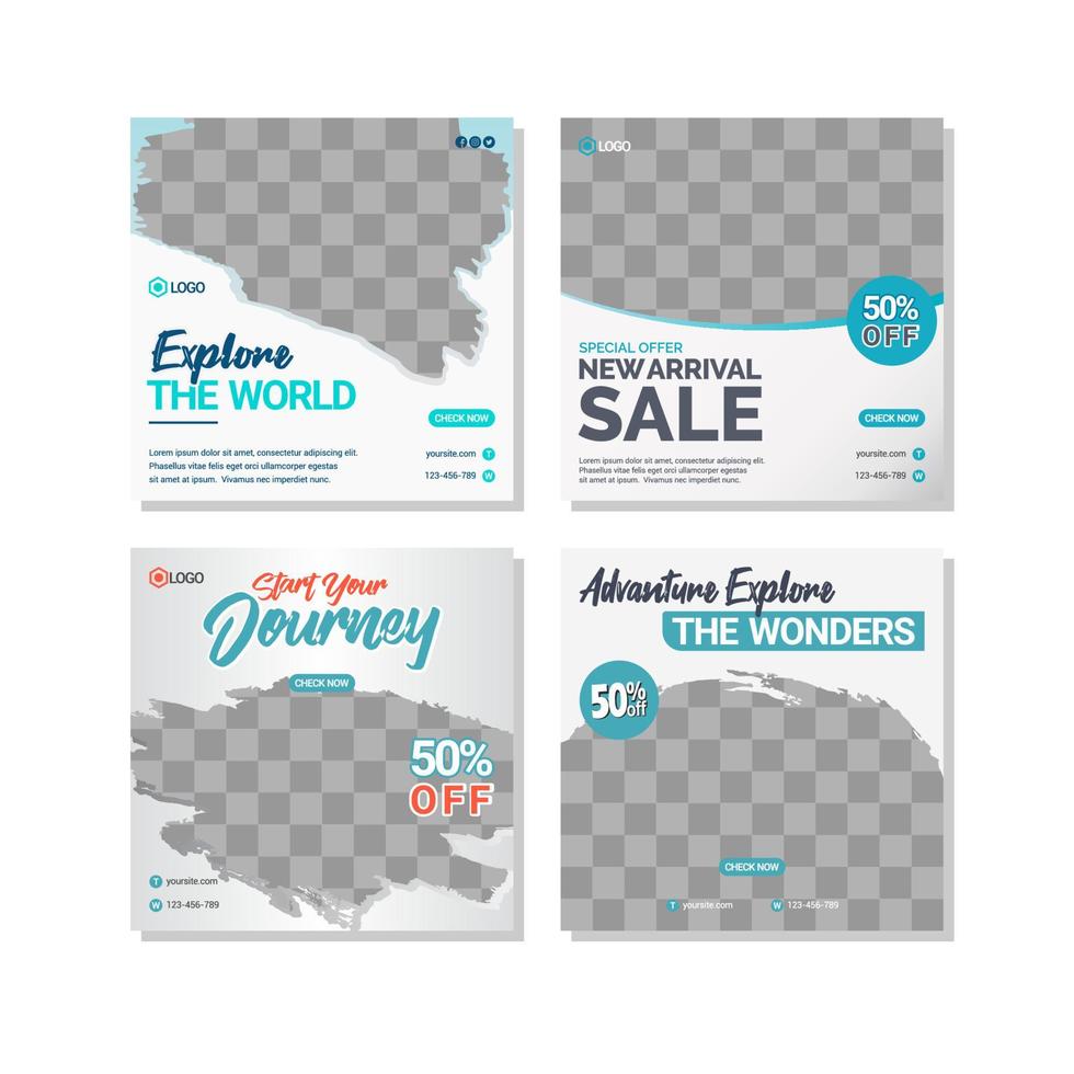 Travelling social media post templates design vector