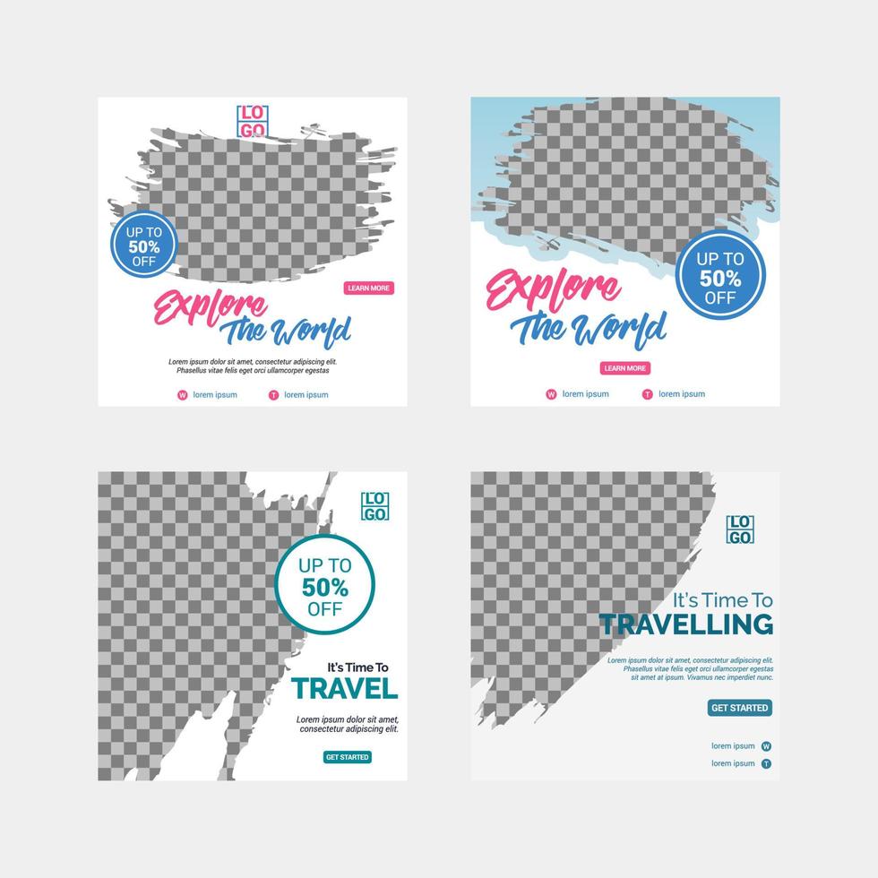 Travelling social media post templates design vector