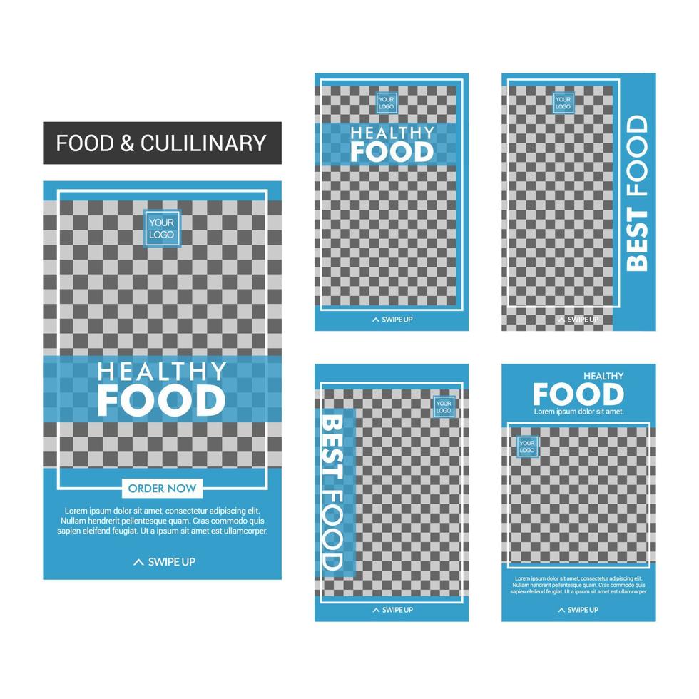 Food social media post templates design vector