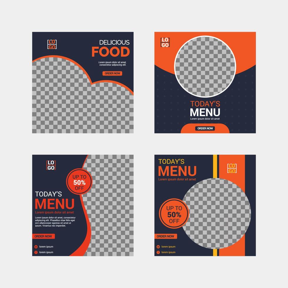 Food social media post templates design vector