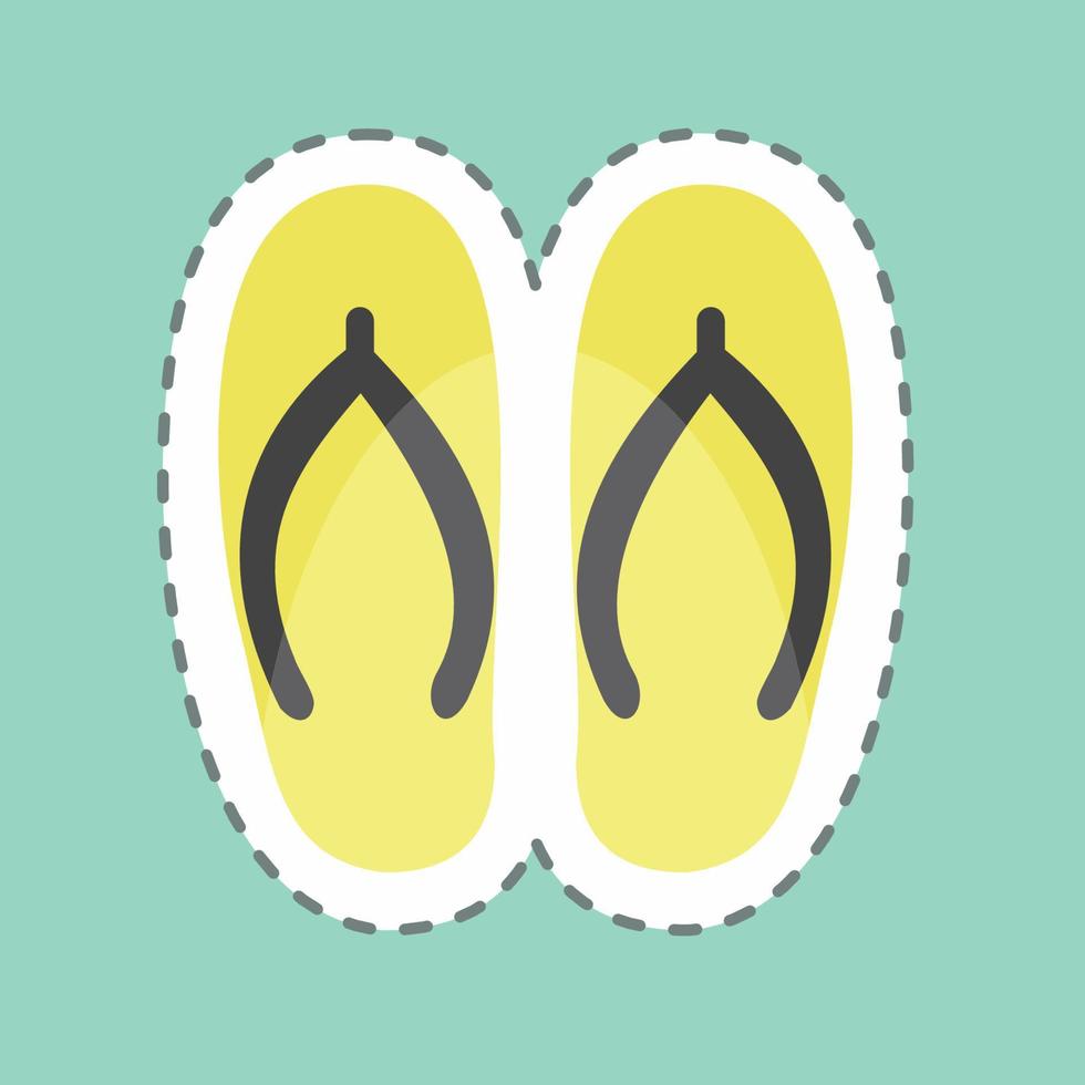 Slippers Sticker in trendy line cut isolated on blue background vector