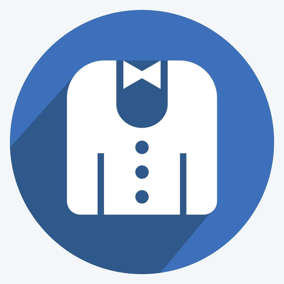 icono de vestido de novio bueno para imprimir en estilo moderno de sombra larga aislado en fondo azul suave vector