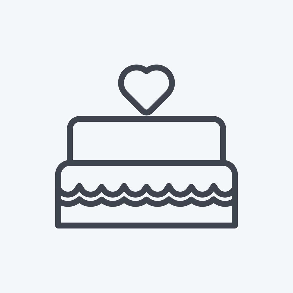 Wedding Cake I Icon good for printing in trendy line style isolated on soft blue background vector