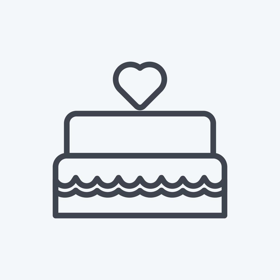 Wedding Cake I Icon good for printing in trendy line style isolated on soft blue background vector