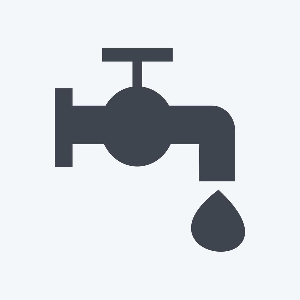 Water Tap Icon in trendy glyph style isolated on soft blue background vector