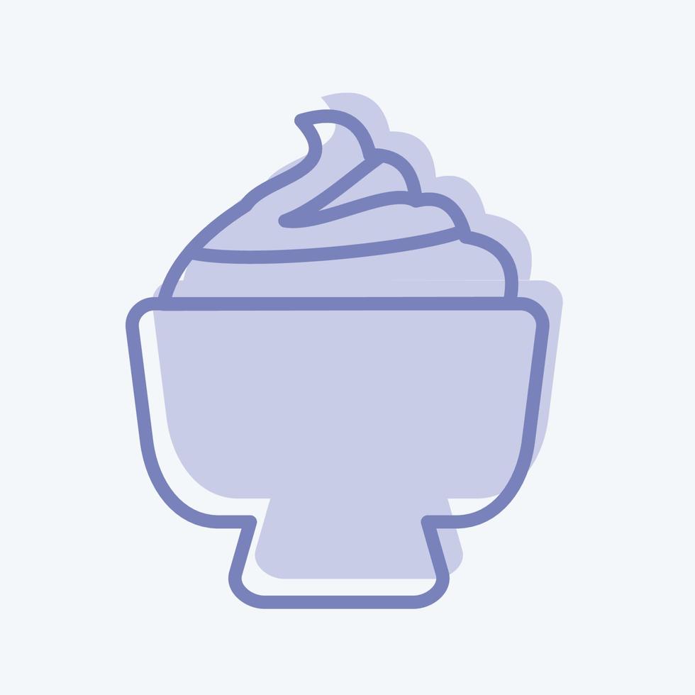 Cream Bowl Icon in trendy two tone style isolated on soft blue background vector
