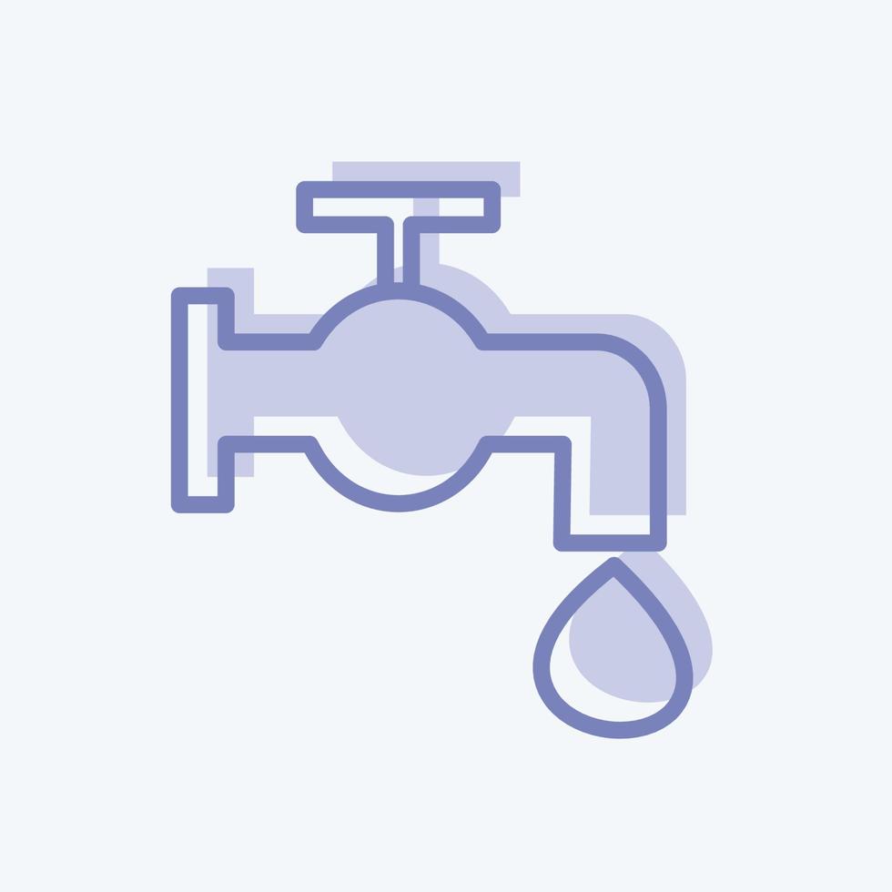 Water Tap Icon in trendy two tone style isolated on soft blue background vector