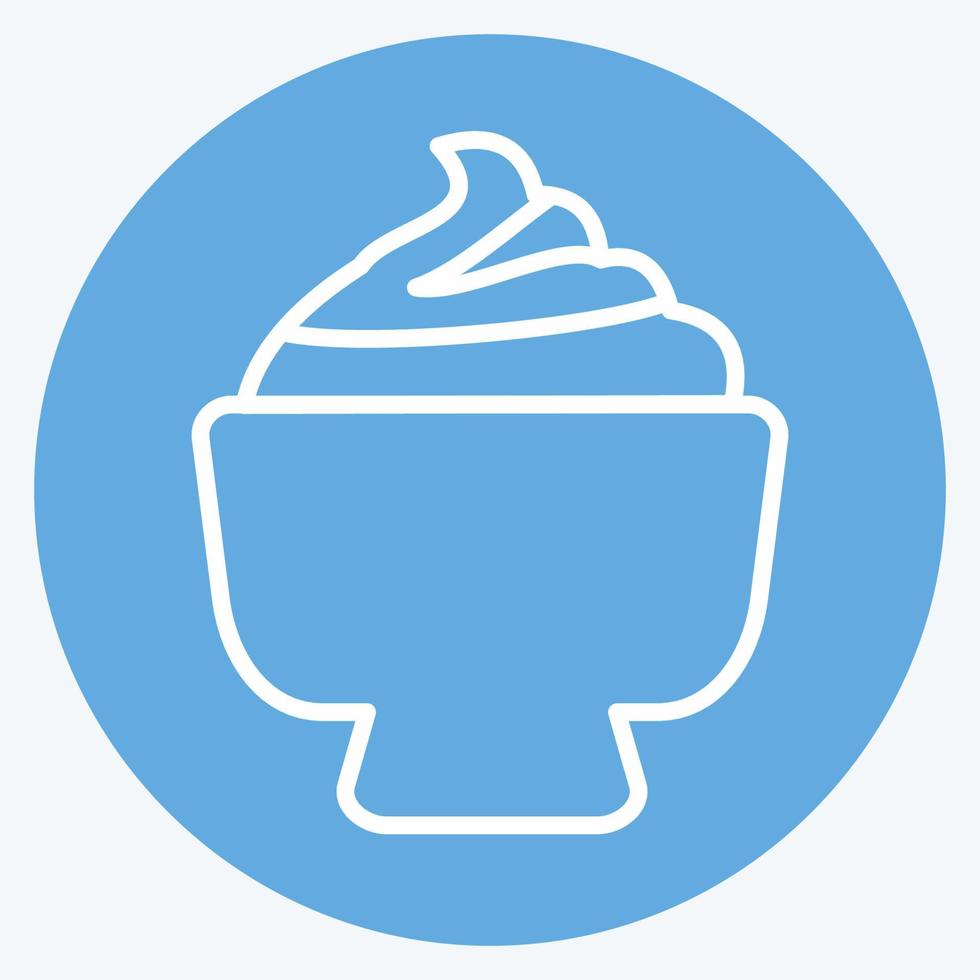 Cream Bowl Icon in trendy blue eyes style isolated on soft blue background vector