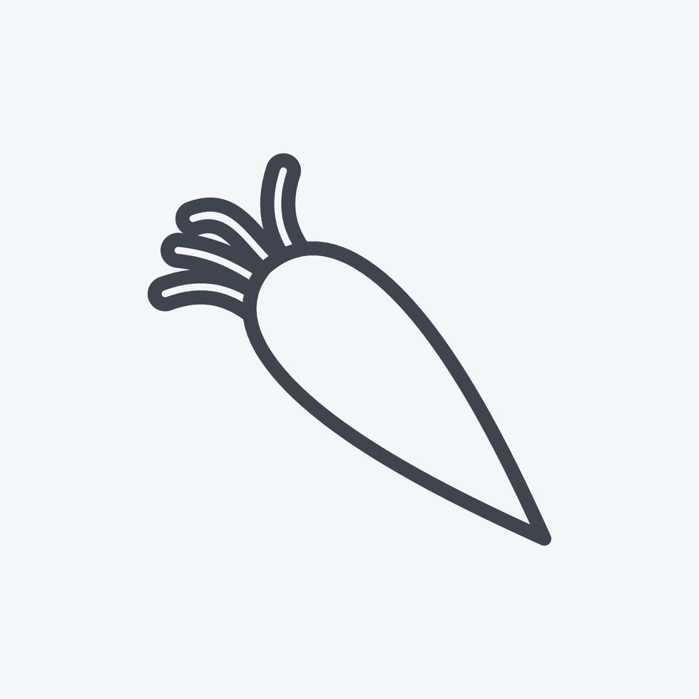 icono de zanahorias en estilo de línea de moda aislado en fondo azul suave vector