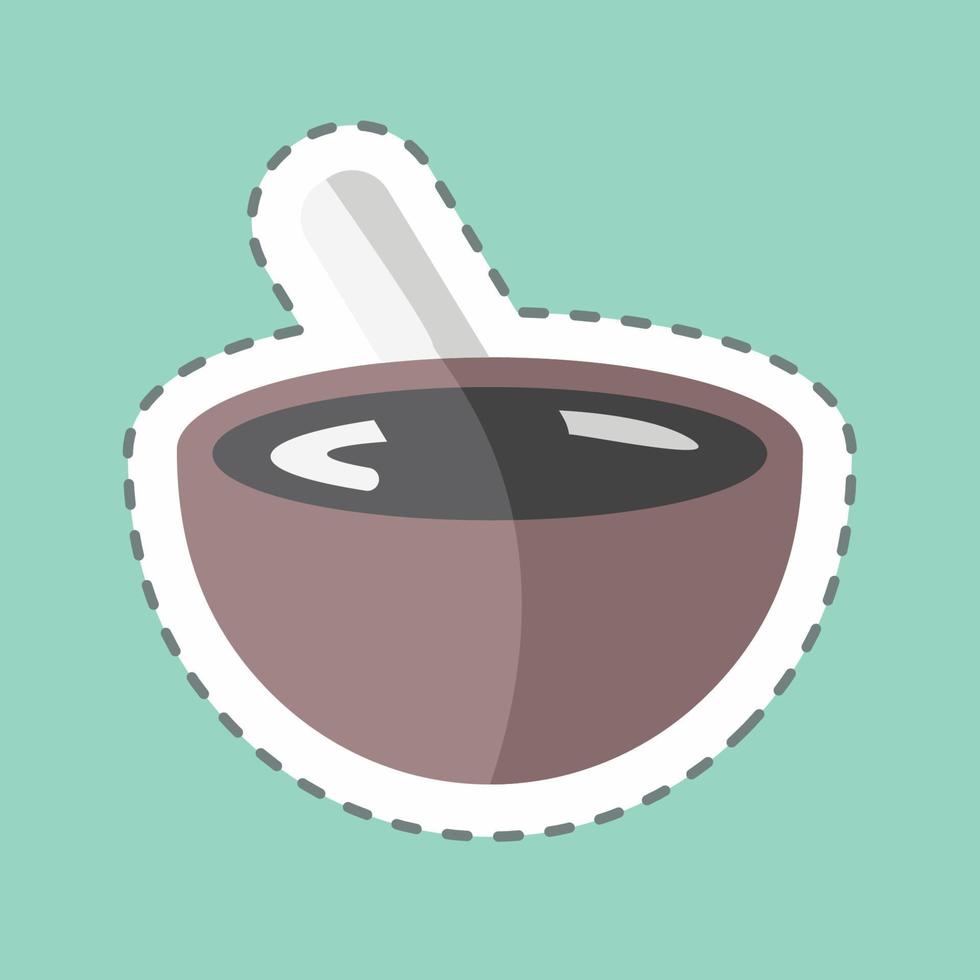 Mixing Bowl Sticker in trendy line cut isolated on blue background vector