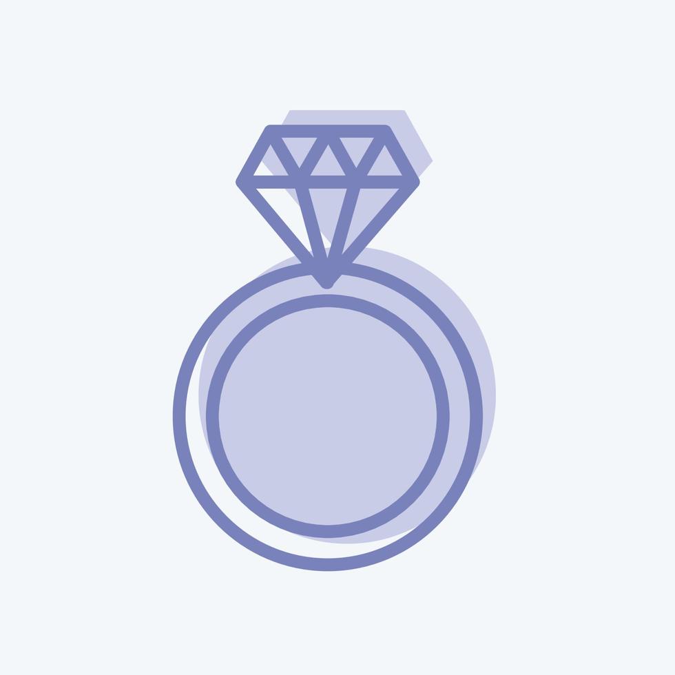 Diamond ring Icon good for printing in trendy two tone style isolated on soft blue background vector