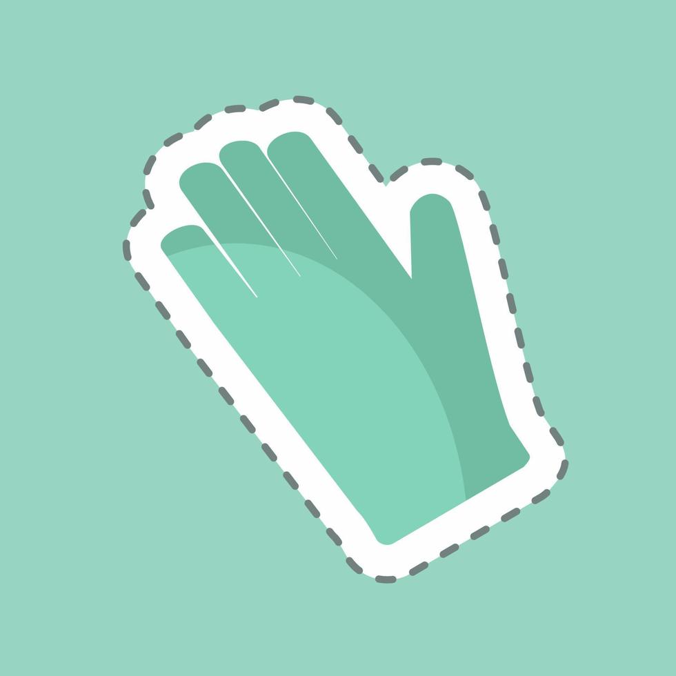 Gardening Gloves Sticker in trendy line cut isolated on blue background vector