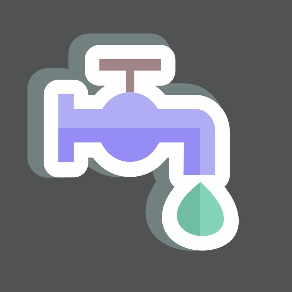 Water Tap Sticker in trendy isolated on black background vector