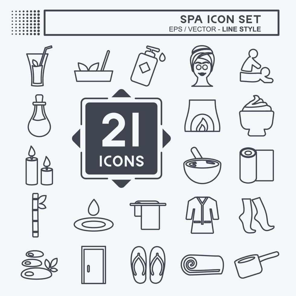 icono de spa establecido en estilo de línea de moda aislado en fondo azul suave vector