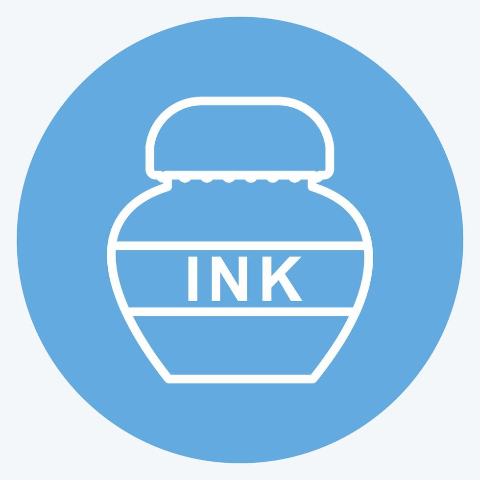 Ink Bottle Icon in trendy blue eyes style isolated on soft blue background vector