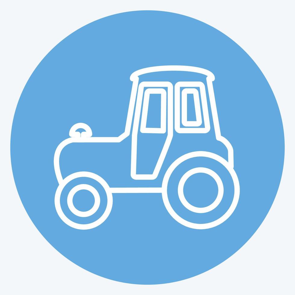 icono del tractor en el moderno estilo de ojos azules aislado en un fondo azul suave vector