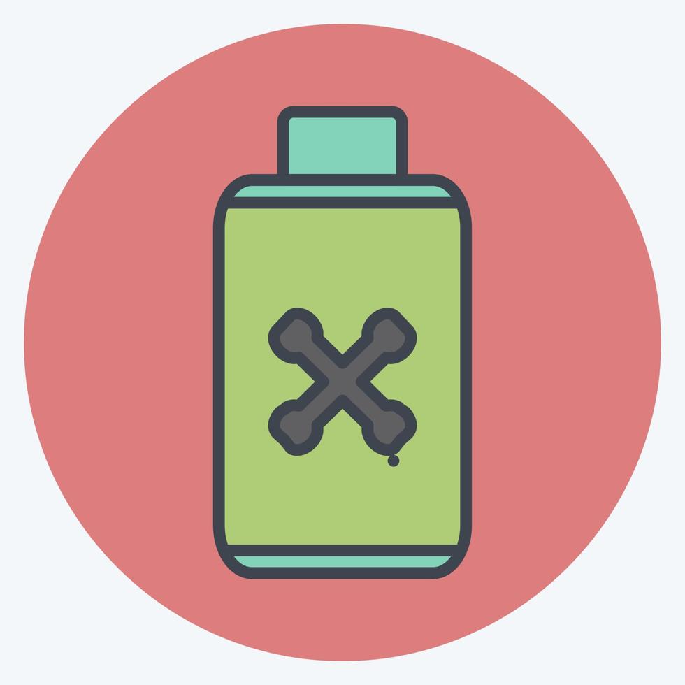 Pesticide Bottle Icon in trendy color mate style isolated on soft blue background vector