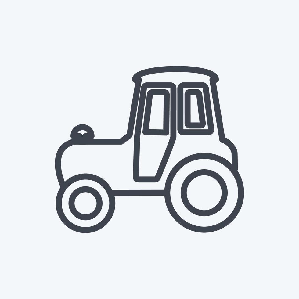 Tractor Icon in trendy line style isolated on soft blue background vector