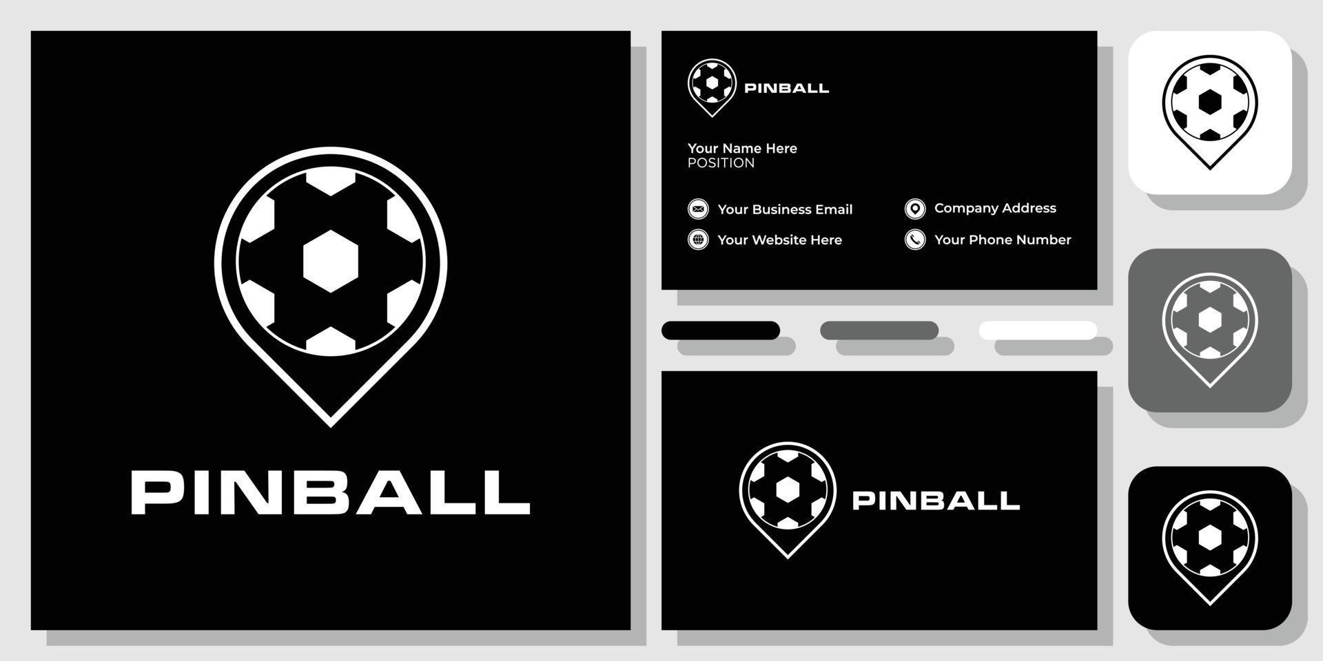 pinball location symbol place game hobby activity with business card template vector