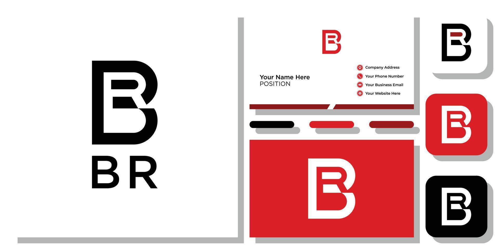 br symbol combination capital letter initial with business card template vector