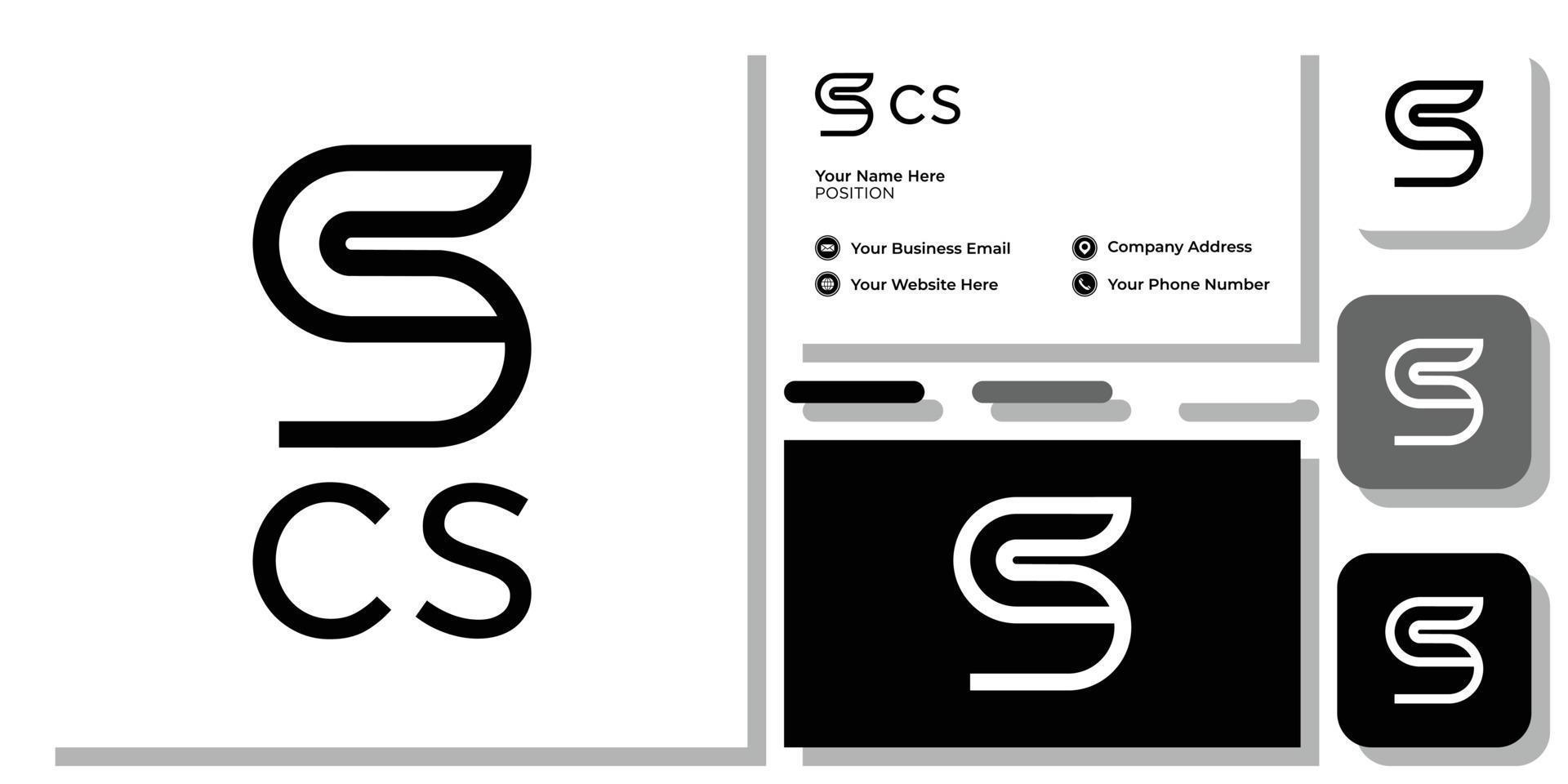 cs symbol combination capital initial letter with business card template vector