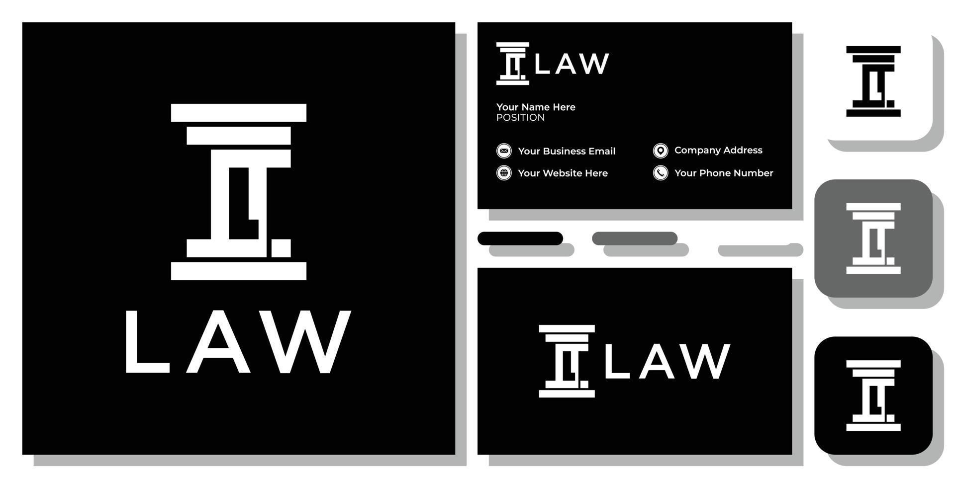 law symbol pillar abstract white with business card template vector