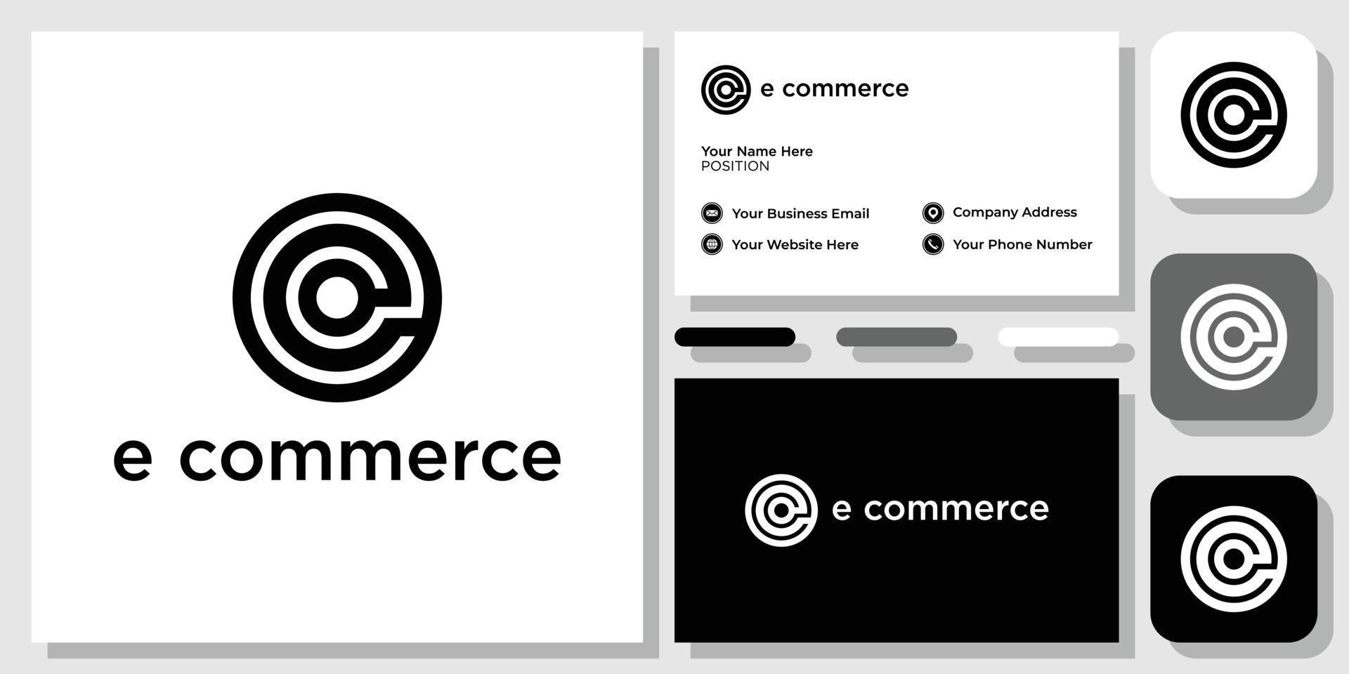 e commerce symbol initial letter abstract circle shape with business card template vector