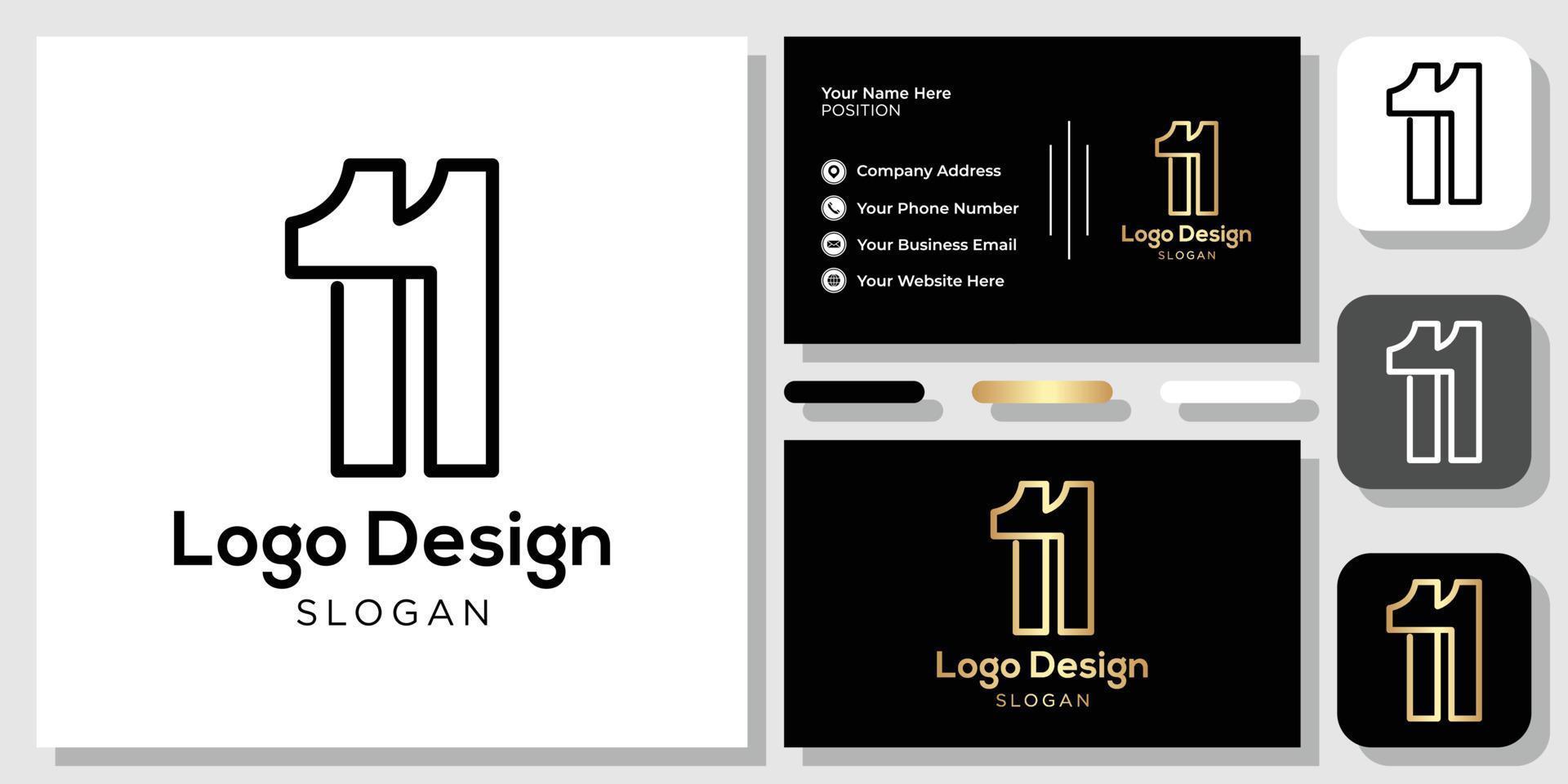 logo design number 11 black gold with business card template vector