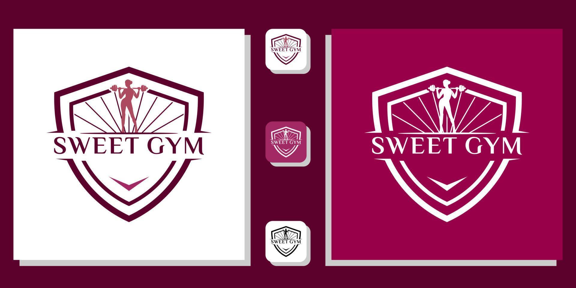 sweet gym symbol fitness studio training with app template vector