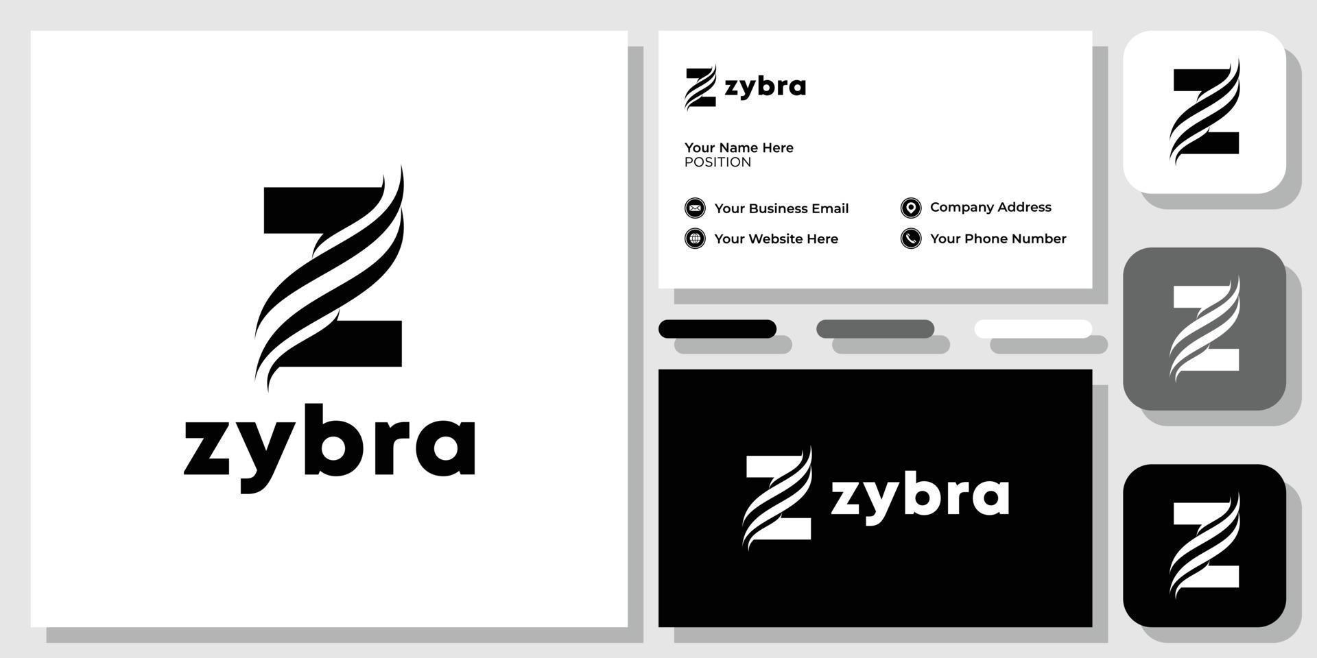 zybra symbol combination initial hair horse with business card template vector