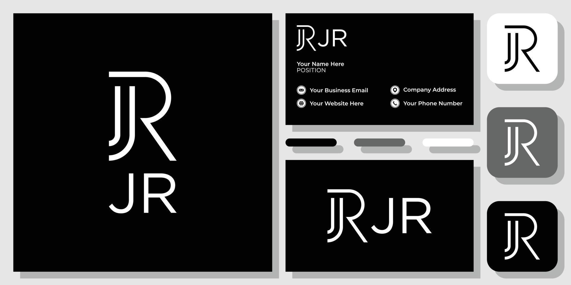 Jr Initial Capital Letter Alphabet With Business Card Template 5080990 Vector Art At Vecteezy