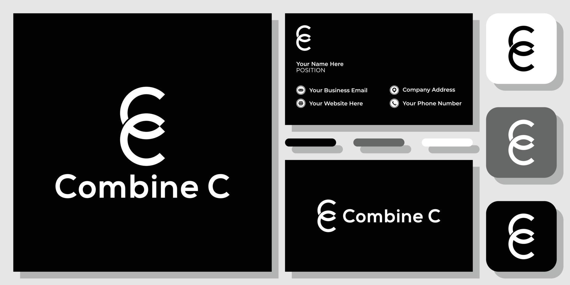 Combine C Initial Letter Alphabet Capital With Business Card Template 5080999 Vector Art At Vecteezy