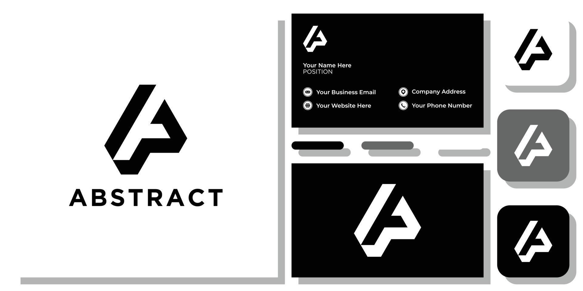 abstract symbol initial letter capital alphabet with business card template vector