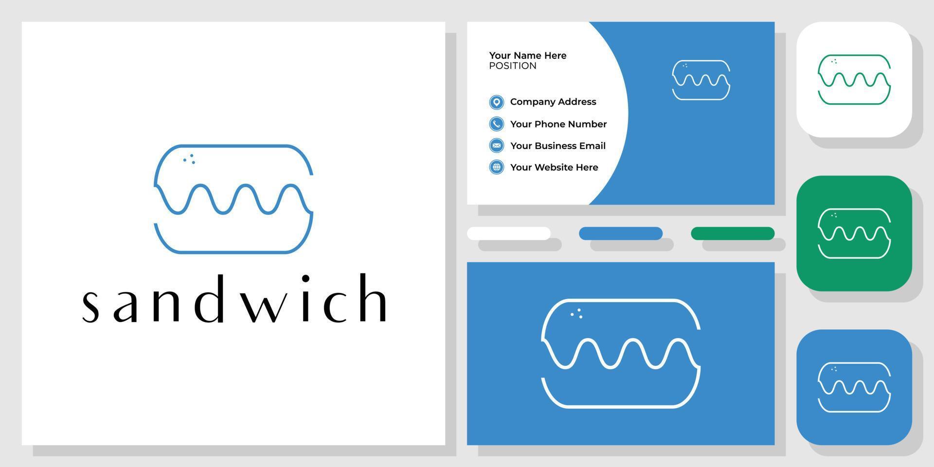 sandwich symbol abstract bread salad with business card template vector