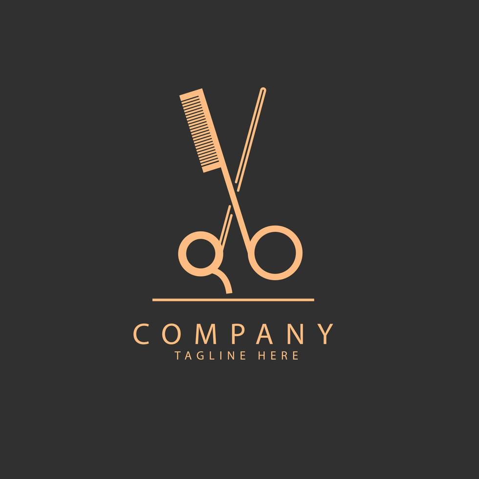 Barber logo design with golden yellow, black background vector