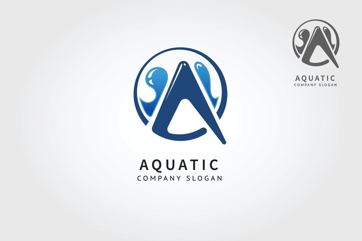 La plantilla del logotipo del vector acuático está diseñada para cualquier tipo de empresa. está hecho con formas simples aunque se ve muy profesional. básico de esto es el logotipo es la letra de a o es una inicial.