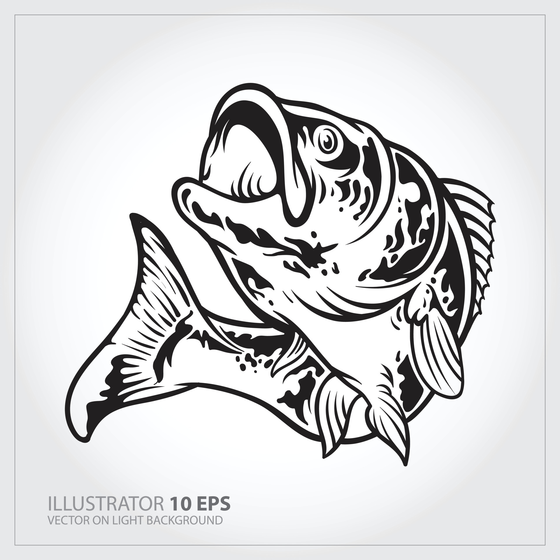 Vector Illustration of a largemouth bass fish jumping in white background  done in retro style. 5081036 Vector Art at Vecteezy