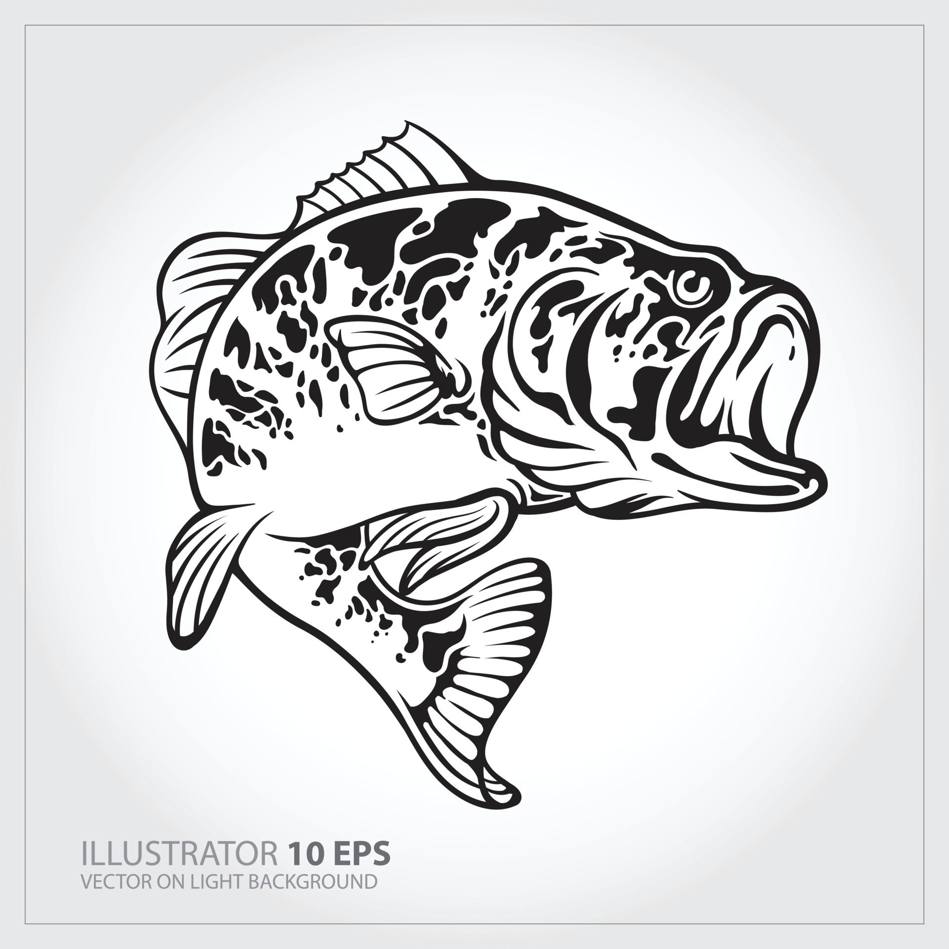 Vector Illustration of a largemouth bass fish jumping in white background  done in retro style. 5081038 Vector Art at Vecteezy