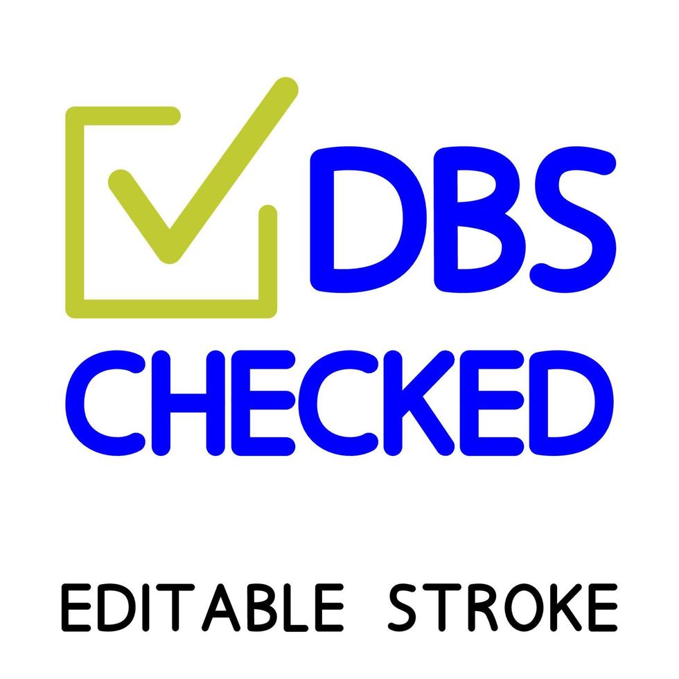 DBS Checked icon. Round stamp with check mark inside. Disclosure and Barring Service. vector