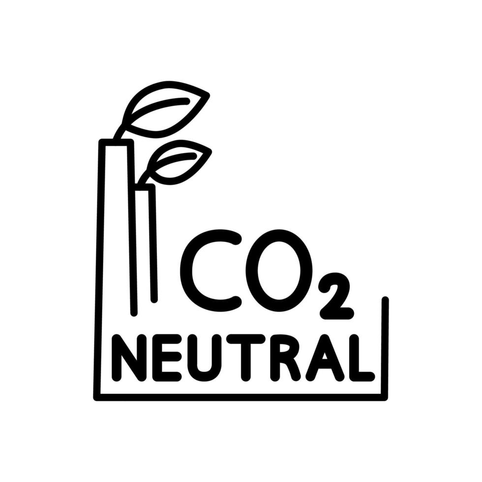 CO2 neutro. icono de reciclaje de carbono. símbolo de fábrica ecológica. huella de carbono neta cero. no hay contaminación del aire en la atmósfera vector