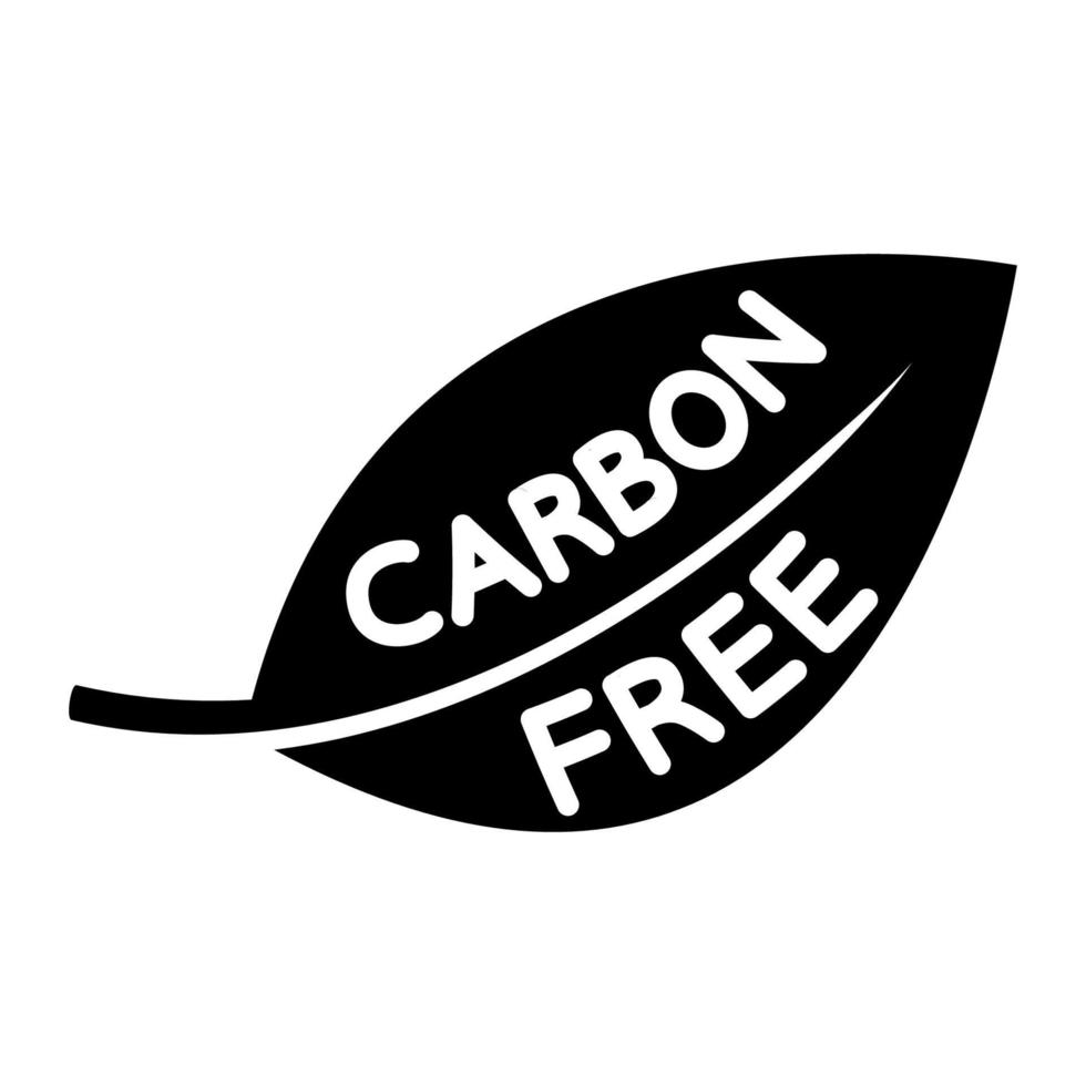 Carbon neutrality icon. CO2 recycling symbol. Leaf with lettering Carbon free vector