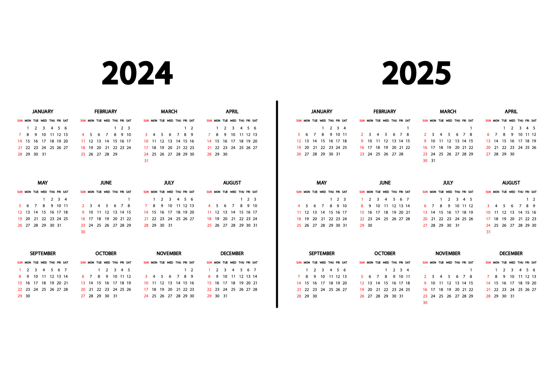 2025 Yearly Calendar