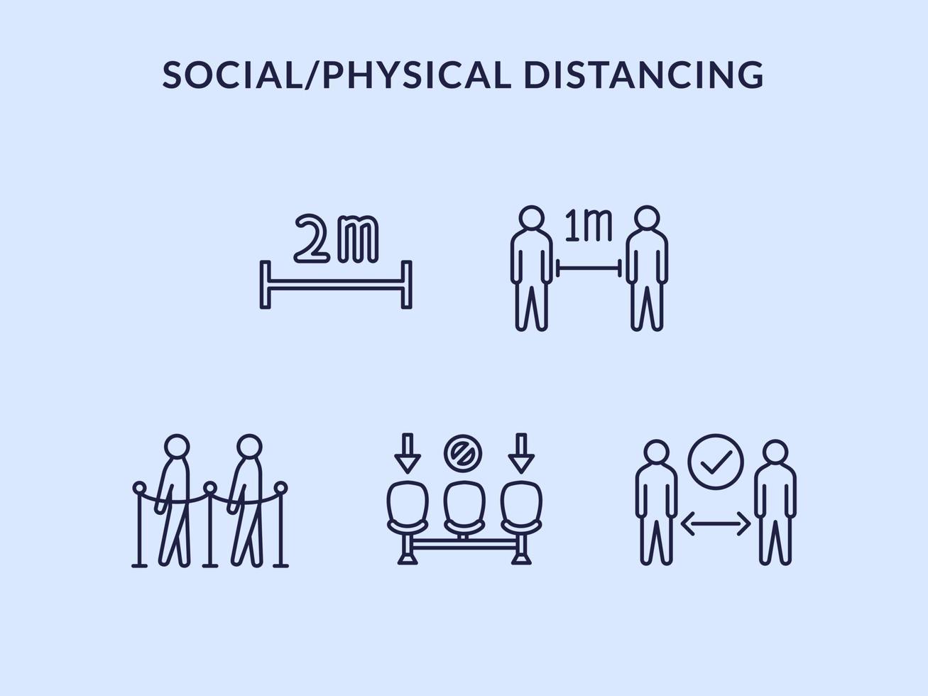 physical distancing or social distance icon set collection vector